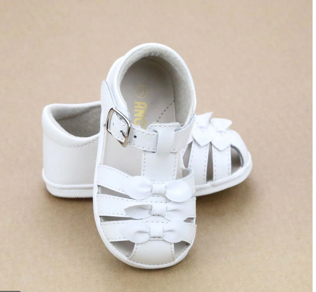 L'Amour Everly Baby Girls Bow Leather Sandal White