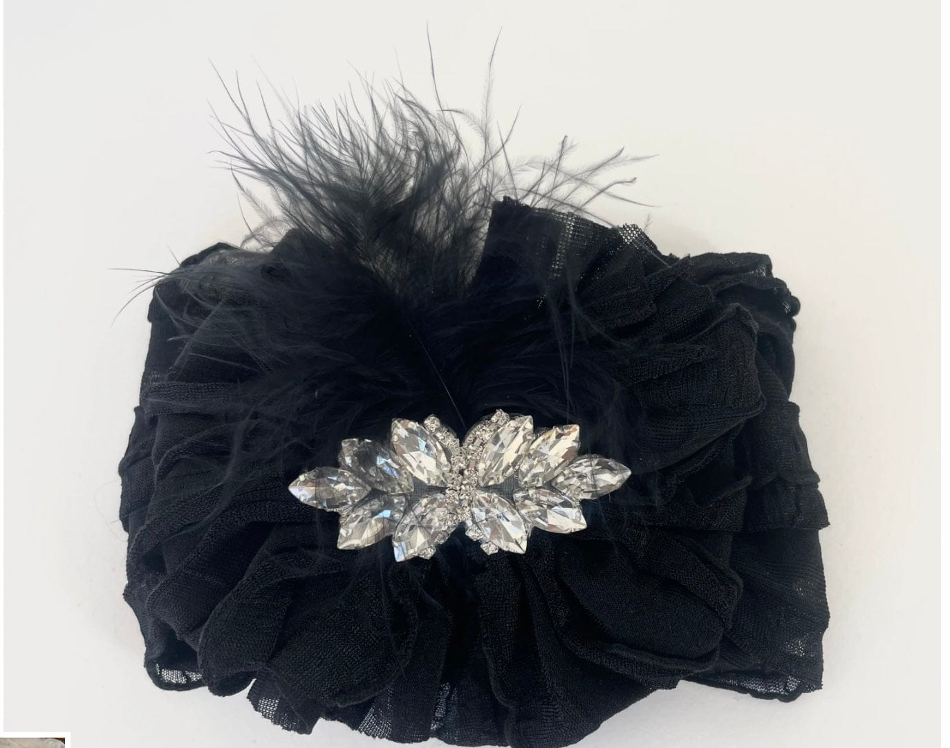 Lemonaide Stand Black w/feathers Rockin Royalty Ruffled Headband