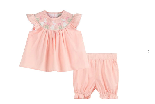 LIL CACTUS WHOLESALE Smocked Top And Bloomer Set Bunny