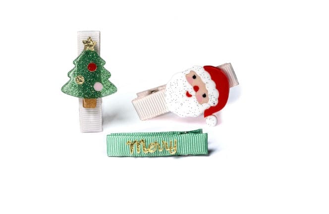 Lilies and Roses Baby Tree Green Santa Hair Clip Lilies & Rose Christmas Hair Clips