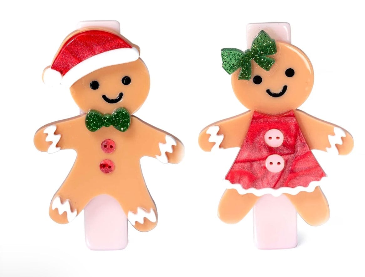 Lilies and Roses Gingerbread boy & Girl Hair Clip Lilies & Rose Christmas Hair Clips