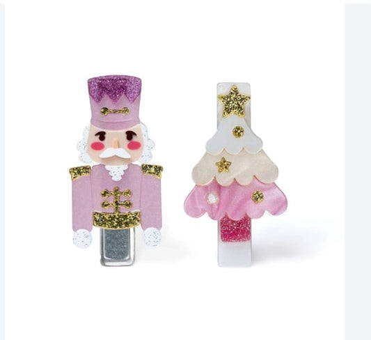 LILIES &ROSE Nutcracker Tree Pink Hair Clip