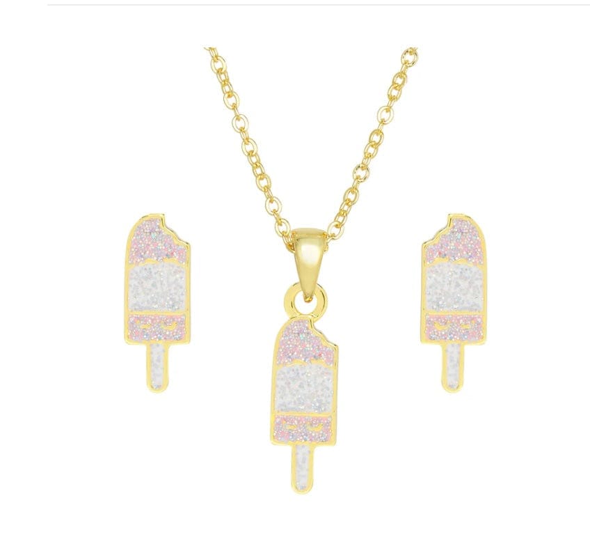 Lily & Nily Glitter Ice Cream Necklace and Earrings Set