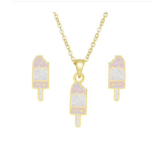 Lily & Nily Glitter Ice Cream Necklace and Earrings Set