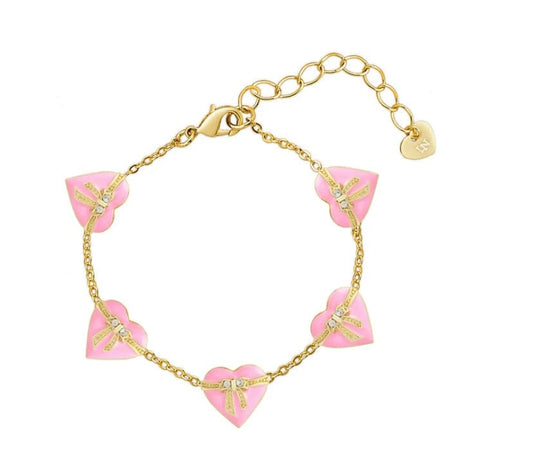 Lily & Nily Heart & Ribbon Bow Link Bracelet