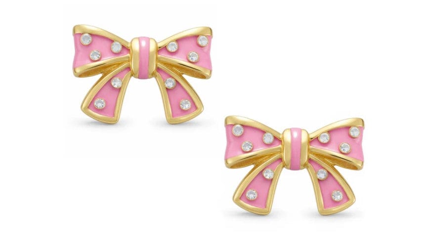 LILY NILY Lily Nily Bow Stud Earrings With Crystals (pink)