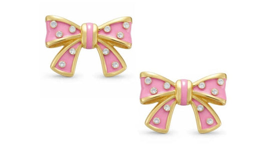 LILY NILY Lily Nily Bow Stud Earrings With Crystals (pink)