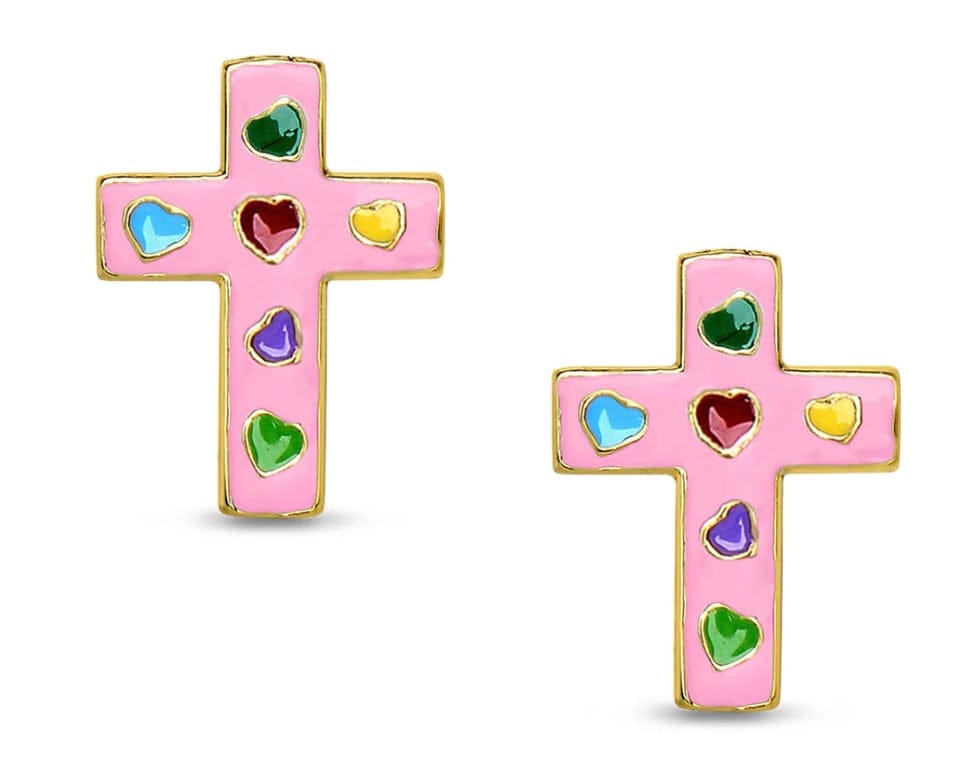 LILY NILY Lily Nily Cross Stud Earrings - Pink