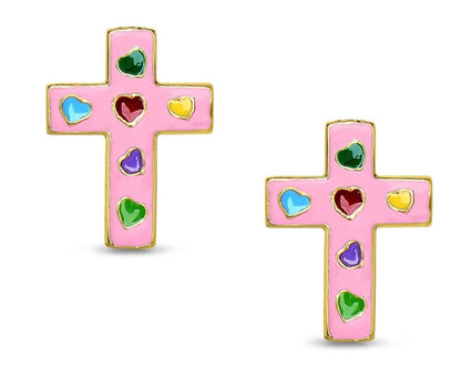 LILY NILY Lily Nily Cross Stud Earrings - Pink