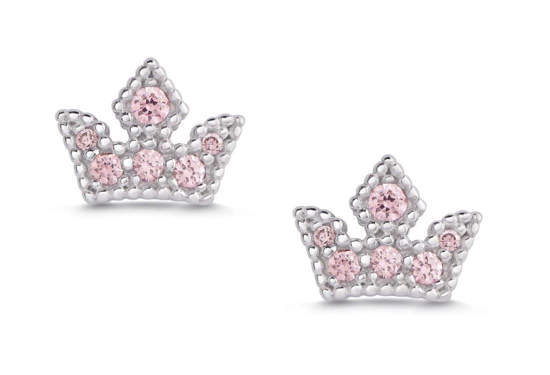 Lily & Nily Princess Tiara CZ Stud Earrings in Sterling Silver