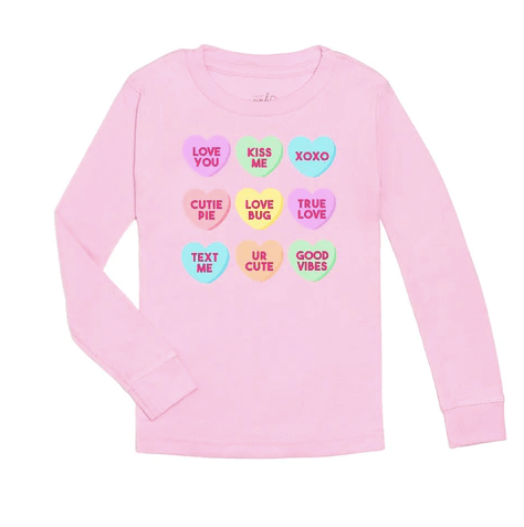 Little Beach Babes Boutique  Candy Heart Valentines Day L/S Shirt