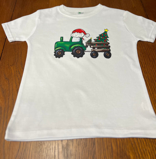 Little Beach Babes Boutique  Christmas Tree Tractor T-shirt
