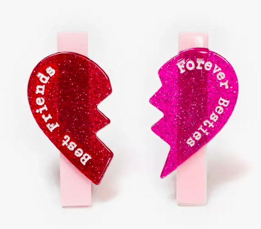 Little Beach Babes Boutique  Default VAL-Heart Split Glitter Red/Pink Alligator Clips