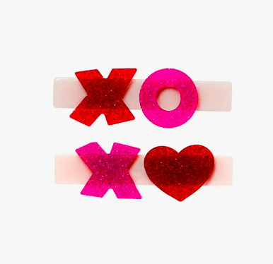 Little Beach Babes Boutique  Default VAL-XOXO Red/Pink Glitter Alligator Clips