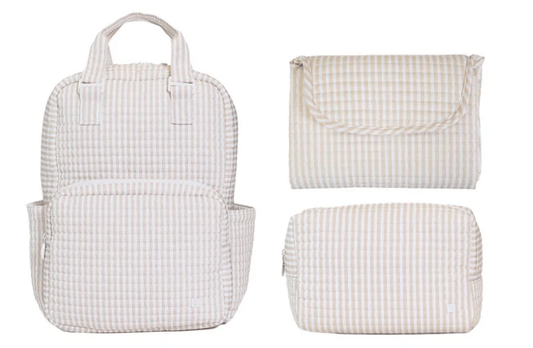 Little Beach Babes Boutique  Sand Quilted Backpack Bundle- Sand