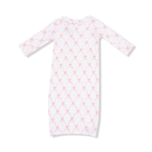 Little Beach Babes Boutique  0-3M Angel Dear Kimono Gown in Ribbon Bow Trellis