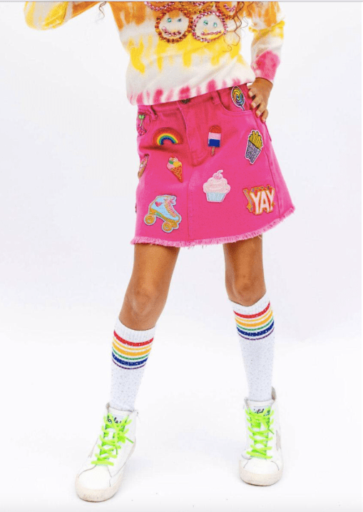 Little Beach Babes Boutique  Lola and Boys  Patch Hot Pink Skirt
