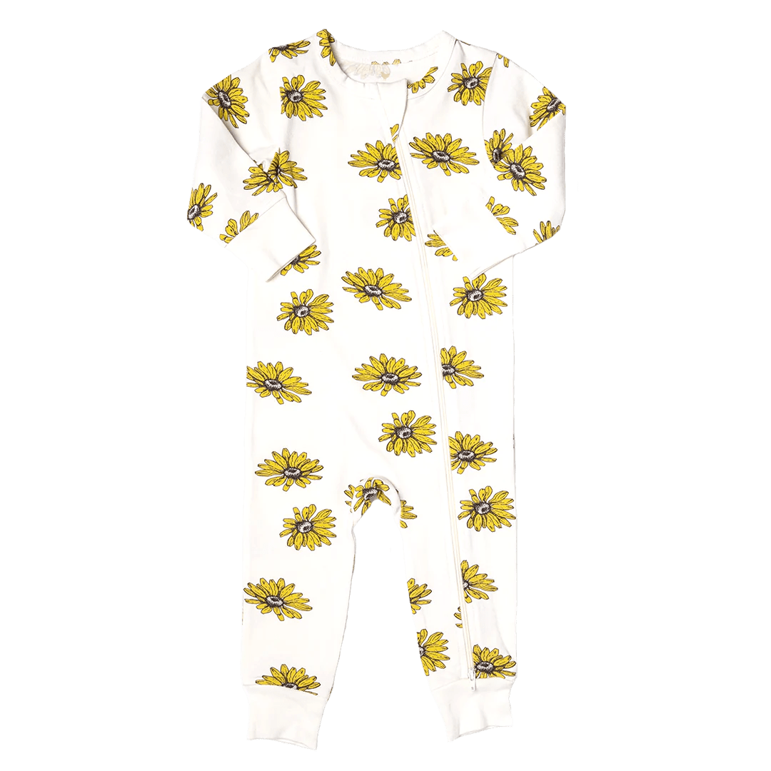 Little Beach Babes Boutique  Pink chicken-Baby Organic Romper - Floating Daisy
