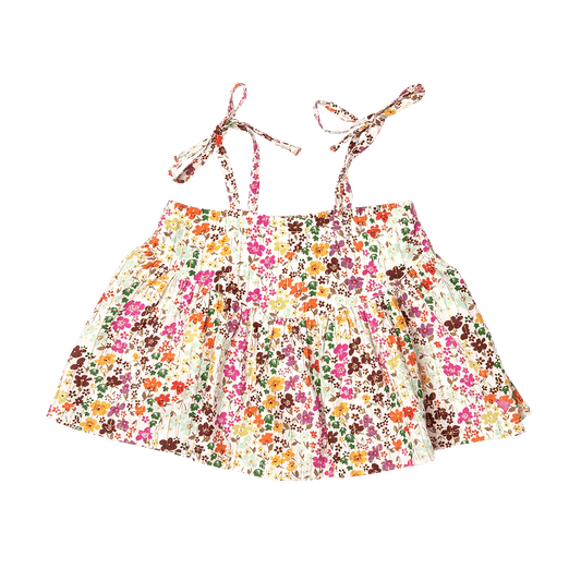 Little Beach Babes Boutique  Pink Chicken-Girls Stella Top - Multi Ditsy Floral