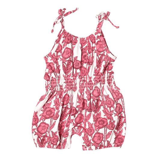 Little Beach Babes Boutique  Pink chicken Luna Romper Stem Floral