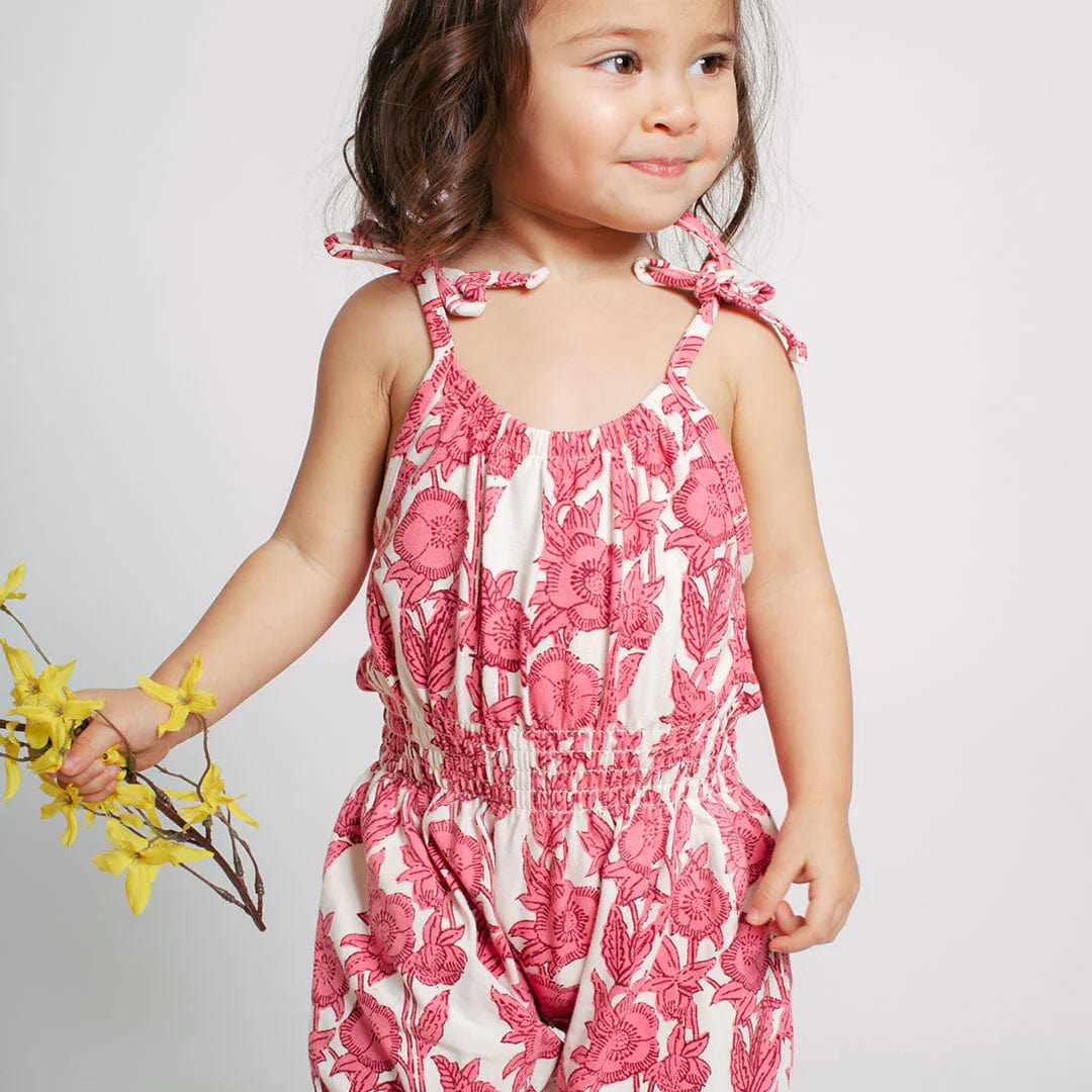 Little Beach Babes Boutique  Pink chicken Luna Romper Stem Floral