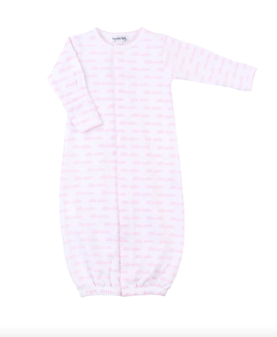 Little Beach Babes Boutique  Pink / NB Little Brother & Sister Printed Converter Gown