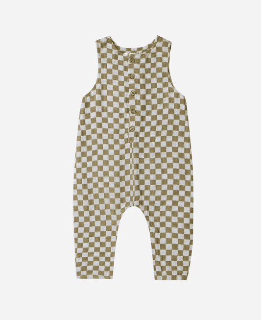 Little Beach Babes Boutique  Rylee and Cru-SS23-button jumpsuit || olive check