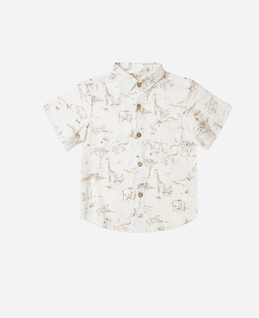 Little Beach Babes Boutique  Rylee and Cru -SS23 SHORT SLEEVE SHIRT || SAFARI TOILE IVORY