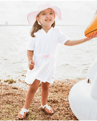 Little Beach Babes Boutique  White w/Pink Terry Cloth Cover up