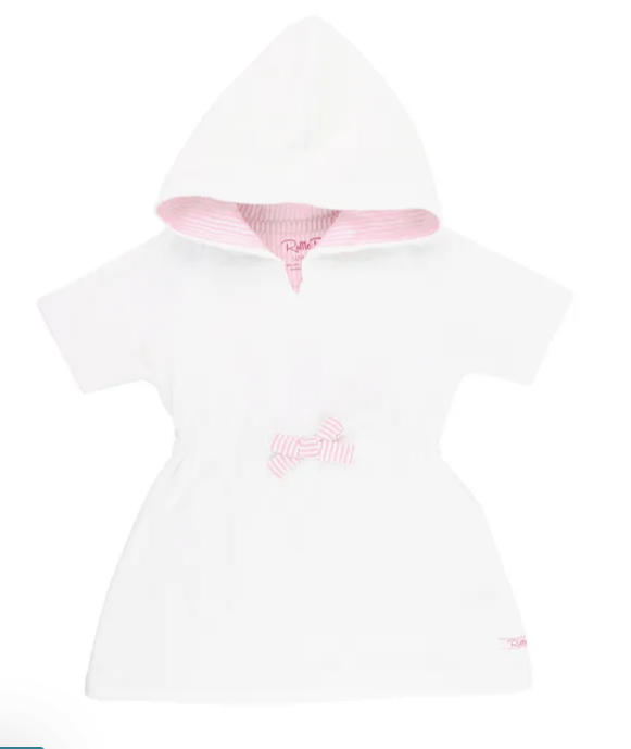 Little Beach Babes Boutique  White w/Pink Terry Cloth Cover up
