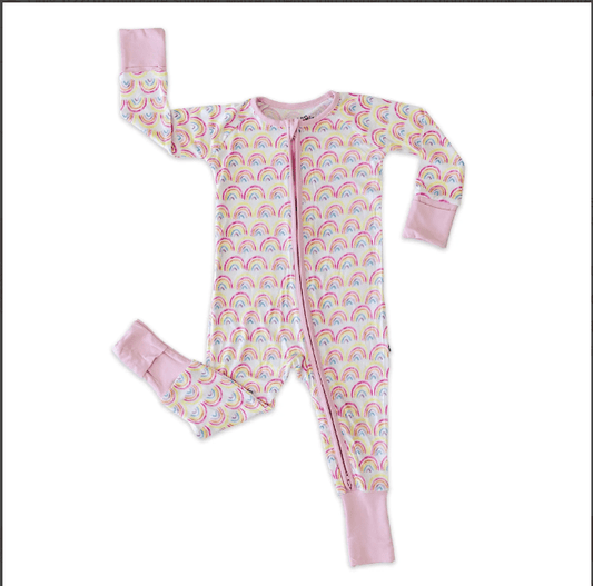 Little Sleepies 18-24M Pastel Rainbows bamboo convertible romper/sleeper