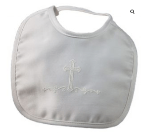 Little Things Mean a Lot Default Matte Satin Bib with Screened Cross Large