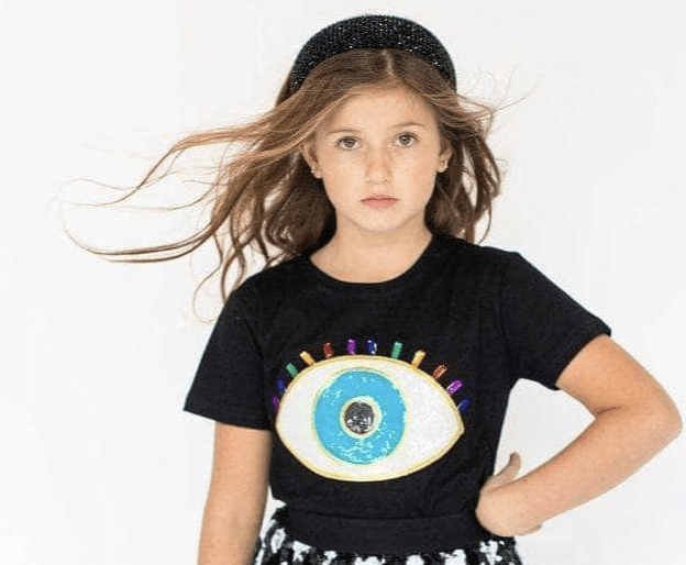 Lola and The Boys Lola & the Boys-BLACK RAINBOW EVIL EYE TEE