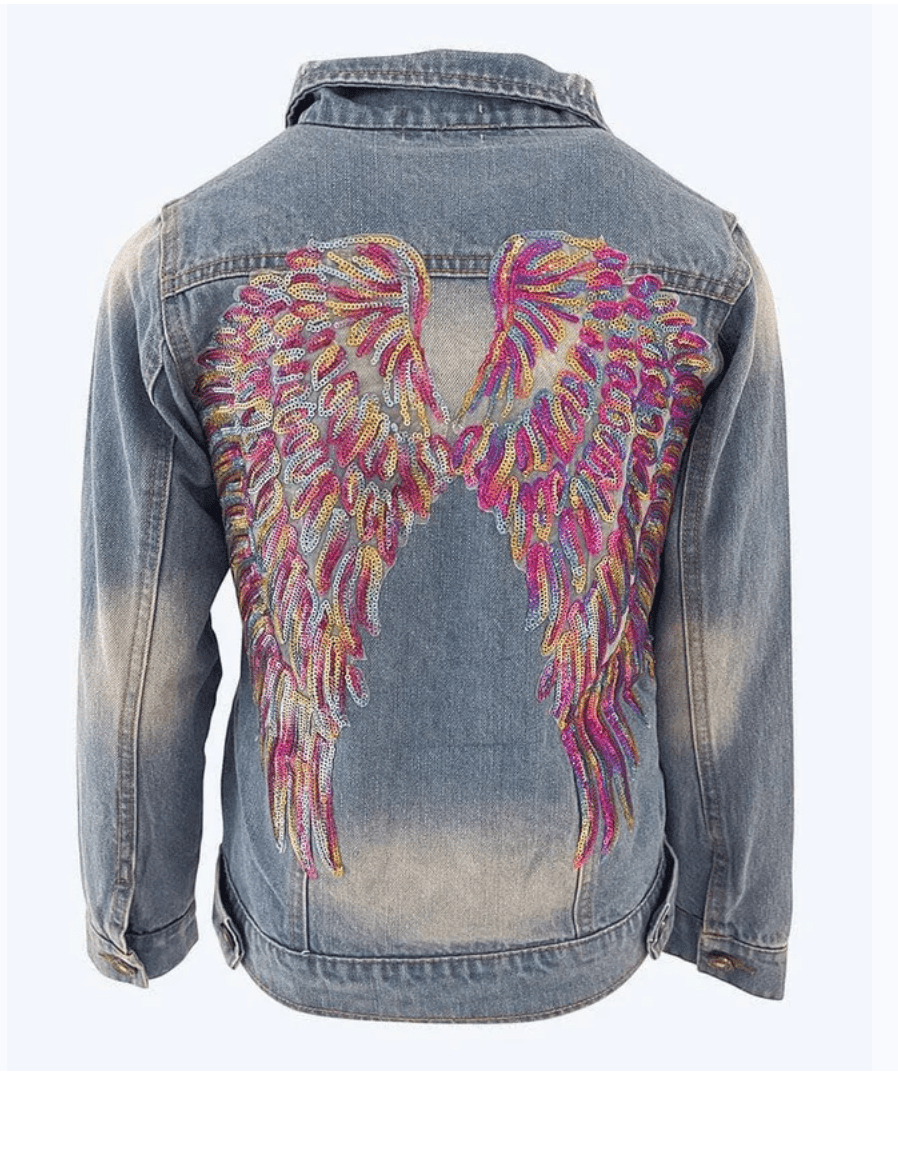 Lola & the Boys-Neon Angel Wings Denim Jacket – Little Beach Babes Boutique