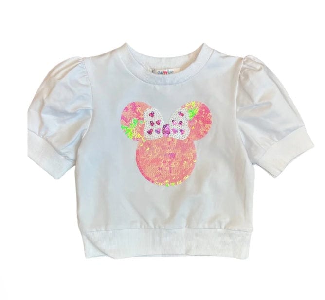 LuLu BeBe Lily Sequin Shirt- Mouse Puff Sleeve