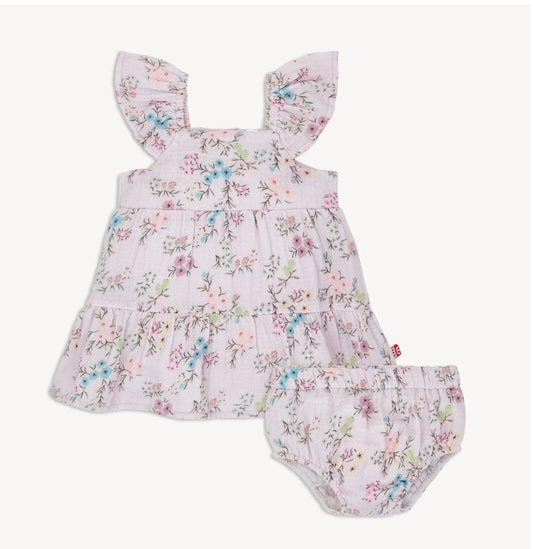 Magnetic Me emily  ruffle sleeve dress + diaper cover