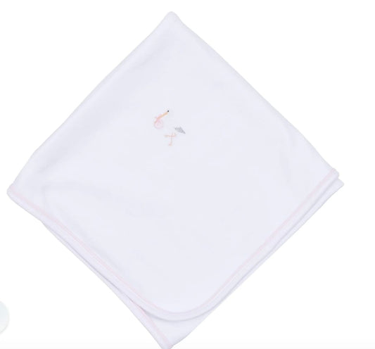 MAGNETIC ME White Magnetic Me  Vintage stork Receiving Blanket