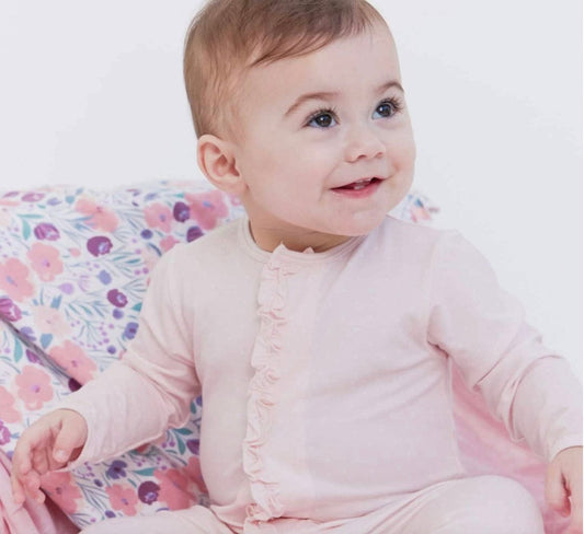Magnetic Me Pin dot Pink Ruffle Footie