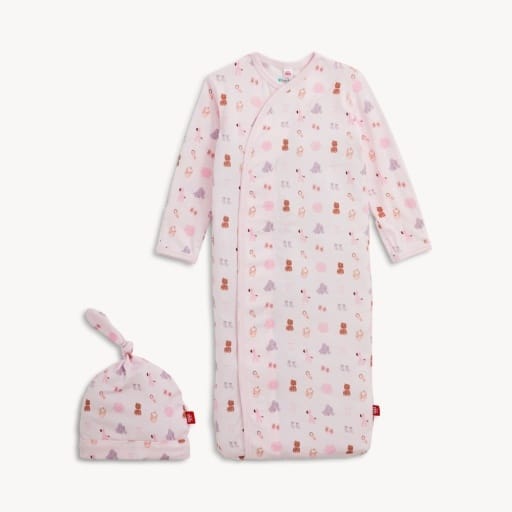 MAGNETIC ME Magnetic  Me Girls Infant Girls-footies/converters Nursery Nostalgia Pink Modal Gown + Hat Set