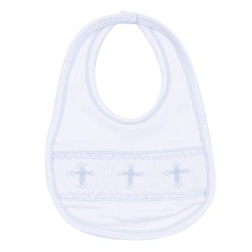 MAGNOLIA BABY Magnolia Baby Girls Accessories-baby Gear Forever Blessed White Light Blue Smocked Bib