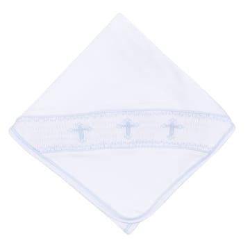 MAGNOLIA BABY Magnolia Baby Girls Accessories-baby Gear Forever Blessed White Light Blue Smocked Receiving Blanket