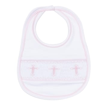MAGNOLIA BABY Magnolia Baby Girls Accessories-baby Gear Forever Blessed White Pink Smocked Bib