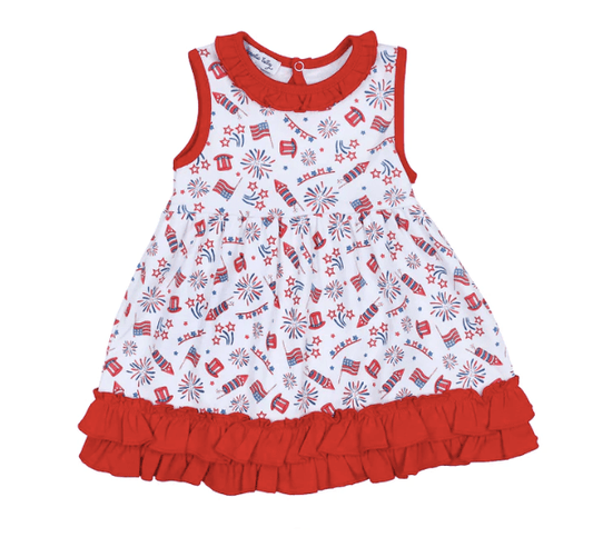 Magnolia Baby Red, White & Blue! Print Dress & Bloomers