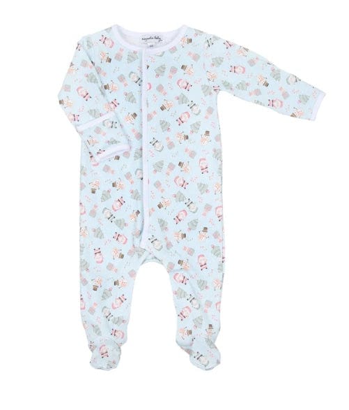 Magnolia Baby Sweet Little Christmas Print Footie - Blue