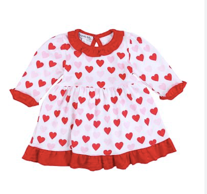 Magnolia Baby Heart to Heart Red Printed L/S Toddler Dress