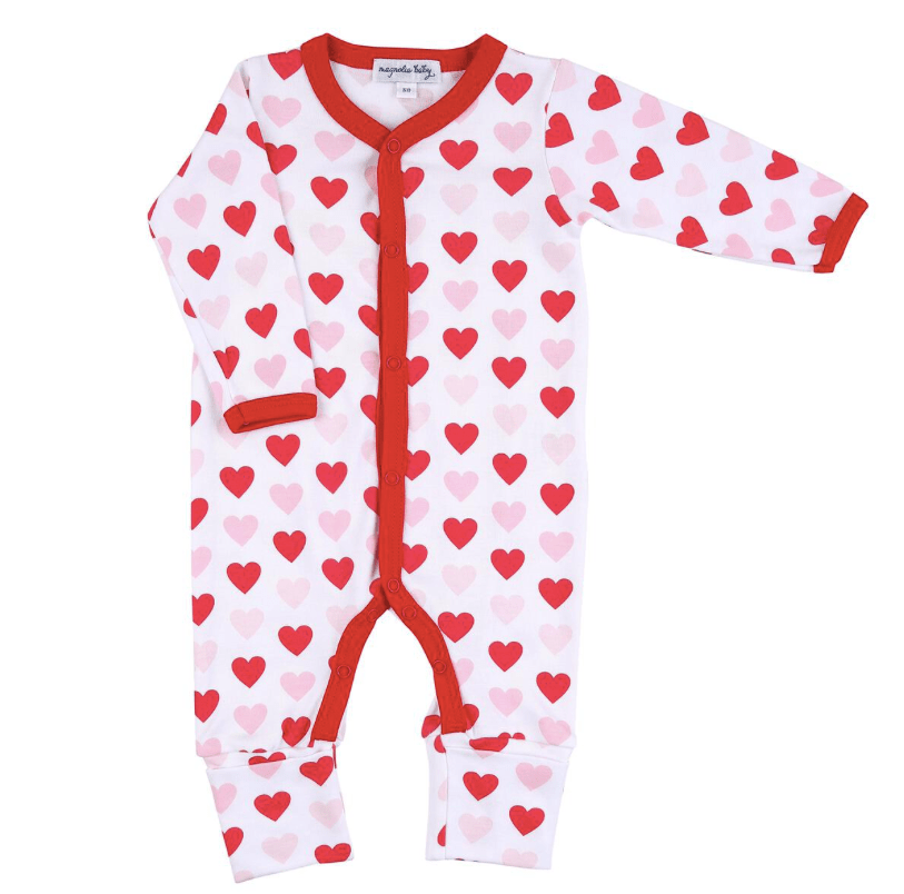 Magnolia Baby Heart to Heart Red Printed Playsuit