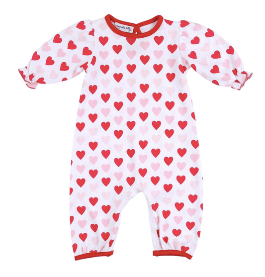 Magnolia Baby Heart to Heart Red Printed Ruffle L/S Playsuit