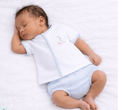 MAGNOLIA BABY Silly Goose Light Blue Diaper Cover Set