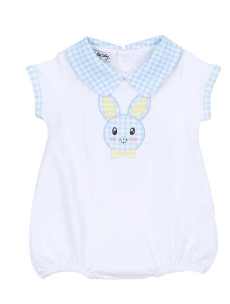 Magnolia Baby lil Bunny Applique SS Bubble Blue