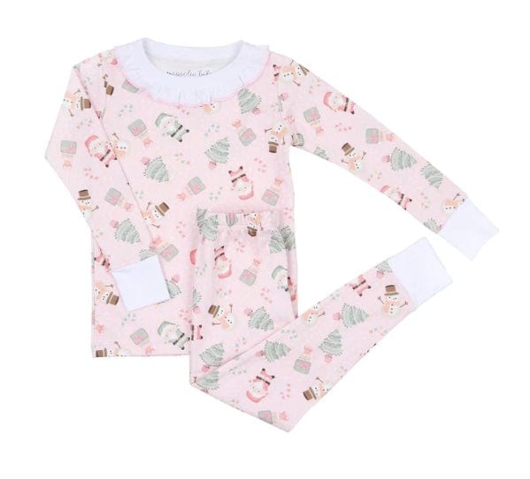 Magnolia Baby Sweet Little Christmas Ruffle Long Pajamas - Pink